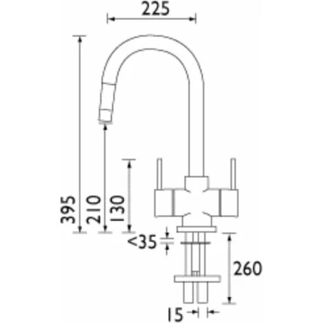Bristan Beeline Mono Kitchen Sink Mixer Tap Double Lever Modern Stylish Chrome - Image 2