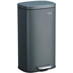 Songmics Kitchen Rubbish Bin, Pedal Trash Can 30L, With Plastic Inner Bucket, Hinged Lid, Soft Closure, Odour Proof And Hygienic, Smoky Grey LTB03GS