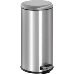 HOMCOM Foot Pedal Bin Stainless Steel Metal Waste Rubbish Lid Kitchen Garbage