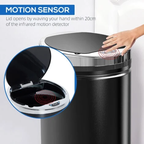 HOMCOM Automatic Hand Sensor Dustbin Kitchen Waste Bin Rubbish Can 42L - Image 5