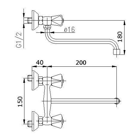 Kitchen Bathroom Wall Mounted Cold/Hot Water Tap Single Lever 20cm Spout - Image 2