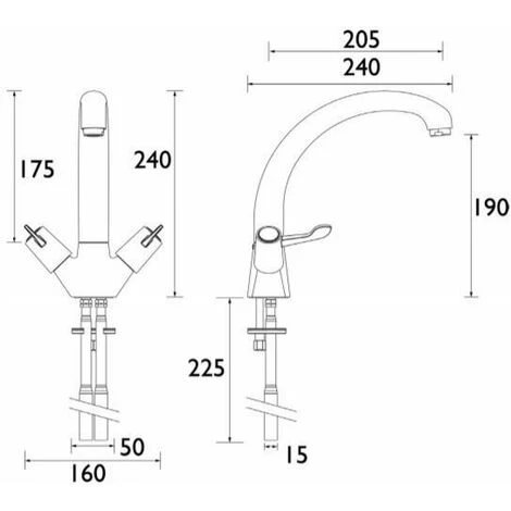 Bristan Value Kitchen Sink Mixer Tap Double Lever Dual Flow Chrome - Image 2
