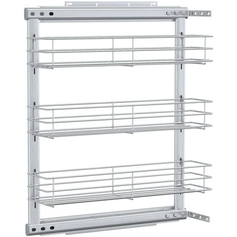 3-Tier Pull-out Kitchen Wire Basket Silver 47x15.5x55.5 Cm VidaXL