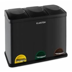 Klarstein Ökosystem Waste Bin Pedal Bin Waste Separator 45L (3x15 L) Black