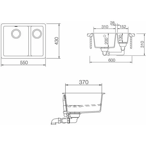 Rangemaster Paragon Kitchen Sink 1.5 Bowl Undermount Granite White FREE Waste - Image 2