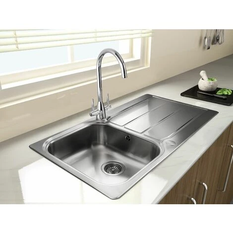 Rangemaster Glendale Kitchen Sink Single Bowl Stainless Steel Inset Waste Kit - Image 2
