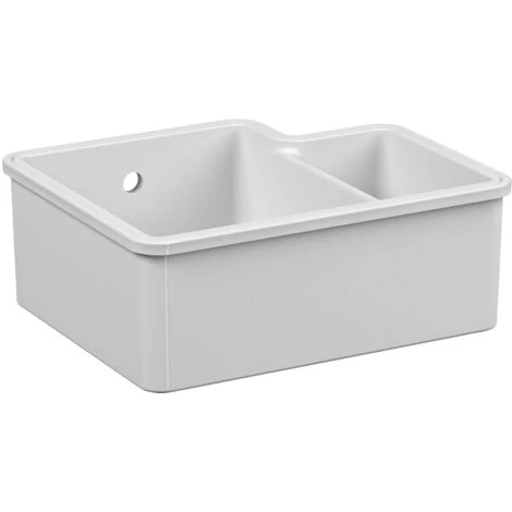 RReginox Tuscany Kitchen Sink LH Large 1.5 Bowl White Ceramic Undermount Waste - Image 5