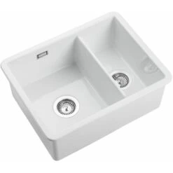 Rangemaster Rustique Kitchen Sink 1.5 Bowl Left Hand Ceramic White FREE Waste
