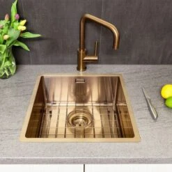 Reginox Miami Modern Kitchen Sink Bottom Plate Copper Finish 400 X 400mm