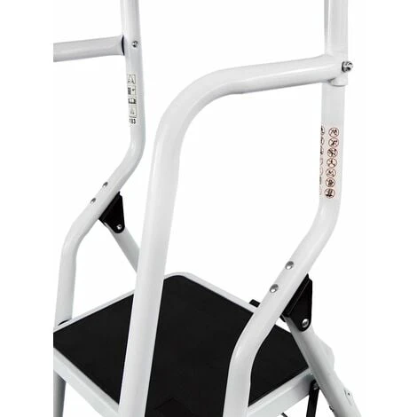 3 Step Ladder With Handrail & Anti-Slip Mat Iron Frame Home DIY Stool - Image 4