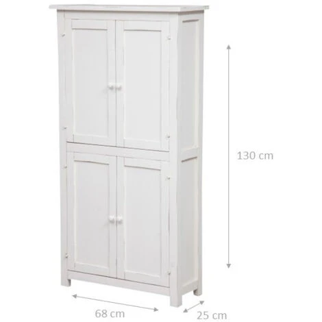 Country-style Solid Lime Wood, Antiqued White Structure W68xDP25xH130 Cm Sized Small Cabinet. Made In Italy - Image 2