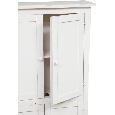 Country-style Solid Lime Wood, Antiqued White Structure W68xDP25xH130 Cm Sized Small Cabinet. Made In Italy - Image 4