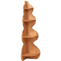 Solid Lime Wood Natural Finish W22xDP22xH90 Cm Made In Italy Sized Angled Shelf.