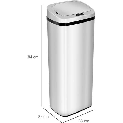 HOMCOM 50L Infrared Automatic Motion Sensor Dustbin Stainless Steel Trash Can - Image 2