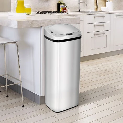 HOMCOM 50L Infrared Automatic Motion Sensor Dustbin Stainless Steel Trash Can - Image 3