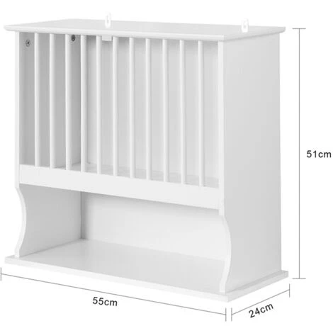 SoBuy Wall Mounted Kitchen Plate Cup Rack, Kitchen Wall Shelf, Kitchen Storage Rack Shelf KCR04-W - Image 2