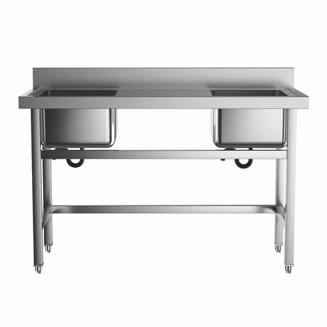Livingandhome Stainless Steel Double Side Kitchen Sink With Middle Platform - Image 3