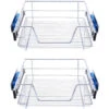 Livingandhome Set Of 2 Pull Out Wire Basket Kitchen Cabinet Larder Organizer Cupboard Drawer, 30CM