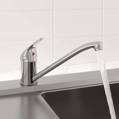 Essentials Modern Monbloc Kitchen Sink Mixer Tap Single Lever Swivel Spout Chrome Faucet - Image 2