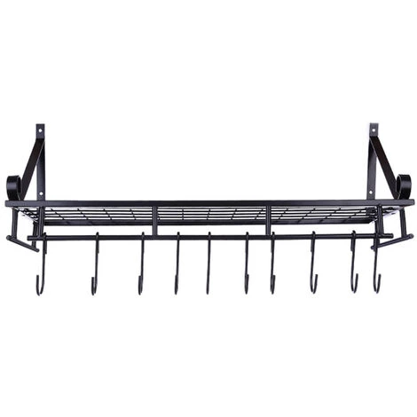 Livingandhome Wall Mounted Metal Pots Pans Storage Racks With 10 Hooks Home - Image 3