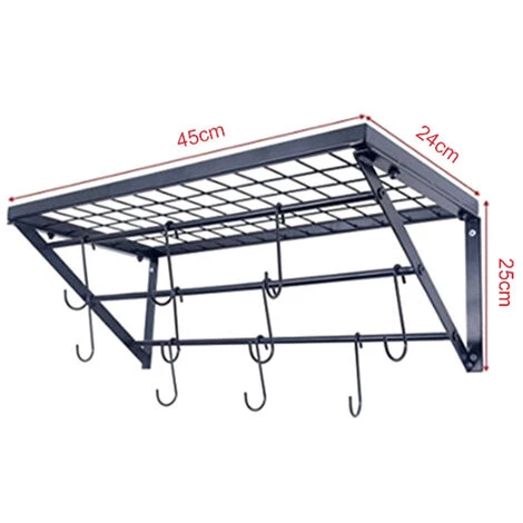 Livingandhome Wall Mounted Metal Pots Pans Storage Racks With 10 Hooks Home - Image 5