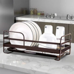 Livingandhome Metal Wire Dish Storage Rack With Drip Tray