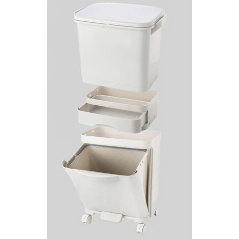 Livingandhome 42L 3 Compartment Pedal Recycling Waste Bin For Kitchen - Image 4