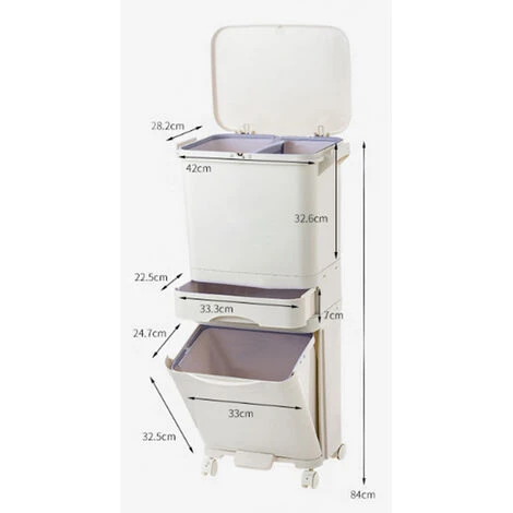 Livingandhome 42L 3 Compartment Pedal Recycling Waste Bin For Kitchen - Image 5