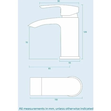 Black Matt Waterfall Basin & Bath Filler Tap Lever Round Deck Mounted Modern - Image 2