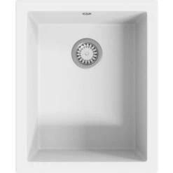 Kitchen Sink With Overflow Hole White Granite VidaXL