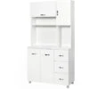 HOMCOM Freestanding Kitchen Cupboard Storage Unit Drawers Handles Shelf