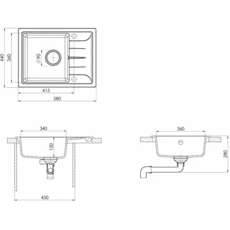 Kitchen Sink With Overflow Hole Oval Beige Granite VidaXL - Image 3