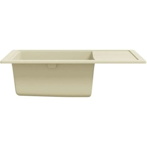 Kitchen Sink With Overflow Hole Oval Beige Granite VidaXL - Image 5