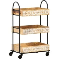 3-Tier Kitchen Trolley 46x30x76 Cm Solid Mango Wood VidaXL