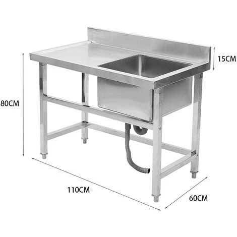 Livingandhome Domestic Commercial Stainless Steel Kitchen Sink With Platform - Image 5