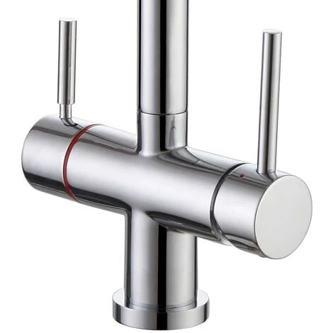 Chrome 3 In 1 Instant Boiling Hot Water Twin Lever Kitchen Tap Only Cool Touch - Image 2