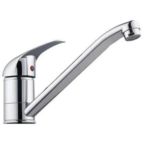Modern Monbloc Kitchen Sink Mixer Tap Single Lever Swivel Spout Chrome + Flexi - Image 4