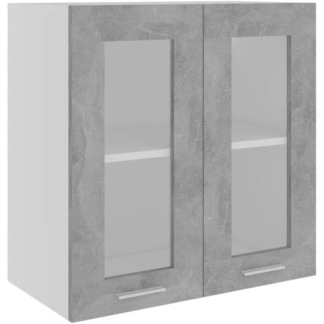 Hanging Glass Cabinet Concrete Grey 60x31x60 Cm Engineered Wood VidaXL