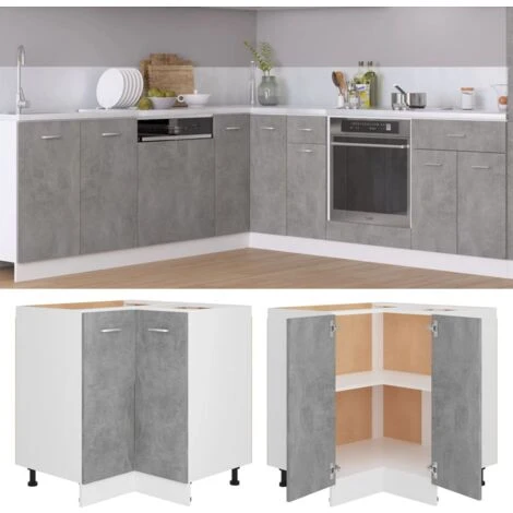 Corner Bottom Cabinet Concrete Grey 75.5x75.5x80.5 Cm Engineered Wood VidaXL - Image 2