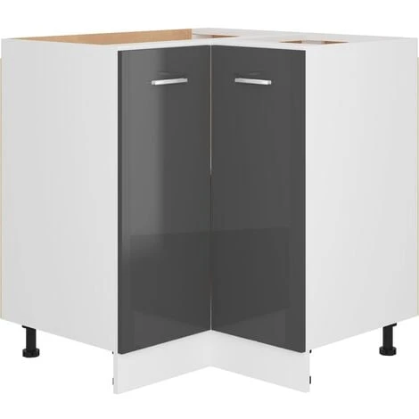 Corner Bottom Cabinet High Gloss Grey 75.5x75.5x80.5 Cm Engineered Wood VidaXL