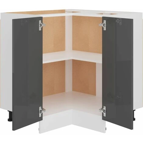 Corner Bottom Cabinet High Gloss Grey 75.5x75.5x80.5 Cm Engineered Wood VidaXL - Image 5