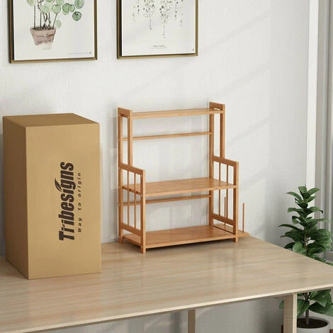 Livingandhome Large 3 Tier Wood Spice Rack Jar Bottle Display Unit - Image 3