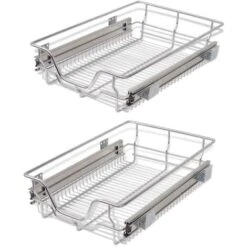 Pull-Out Wire Baskets 2 Pcs Silver 400 Mm VidaXL