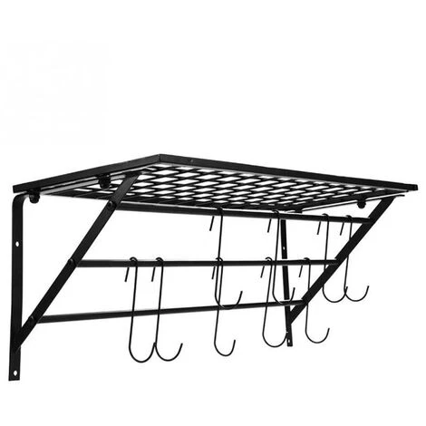 Livingandhome Wall Mounted Iron Hanging Pot Pan With 10 Hooks - Image 4