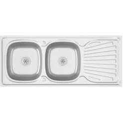 Kitchen Sink With Double Sinks Silver 1200x600x155 Mm Stainless Steel VidaXL