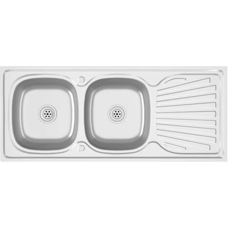 Kitchen Sink With Double Sinks Silver 1200x600x155 Mm Stainless Steel VidaXL