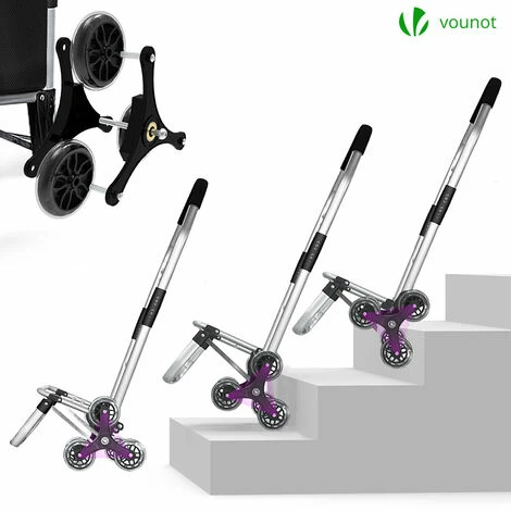 VOUNOT Folding Shopping Trolley On 6 Wheels, Aluminium Lightweight Shopping Cart, 45L, Black - Image 5