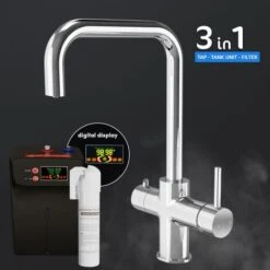 Chrome Instant Hot Boiling Water Kitchen Tap 3 In 1 Cold Hot Water Filter WRAS