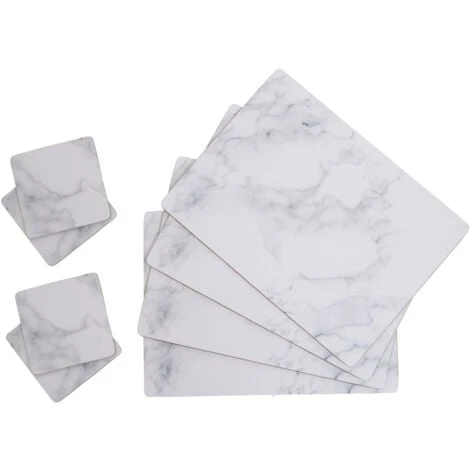 Premier Housewares Placemats And Coaster Marble Effect Table Mats And Coasters Set Of 8 Practical Silver Coasters Stylish Coasters 21 X 1 X 29