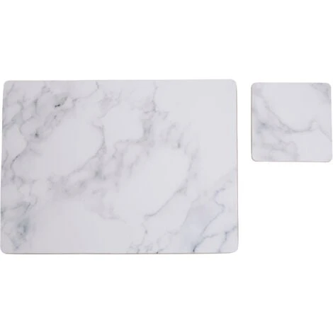 Premier Housewares Placemats And Coaster Marble Effect Table Mats And Coasters Set Of 8 Practical Silver Coasters Stylish Coasters 21 X 1 X 29 - Image 2